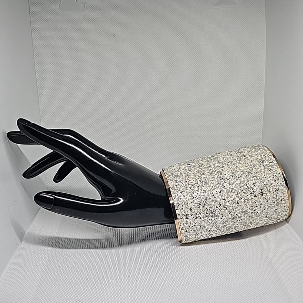 Womens silver GLITTER 4" inch Bracelet golden inside cuff bracelet 😍